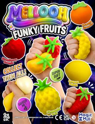 Mellooh Funky Fruits – farebné mäkké stláčacie hračky v tvare ovocia