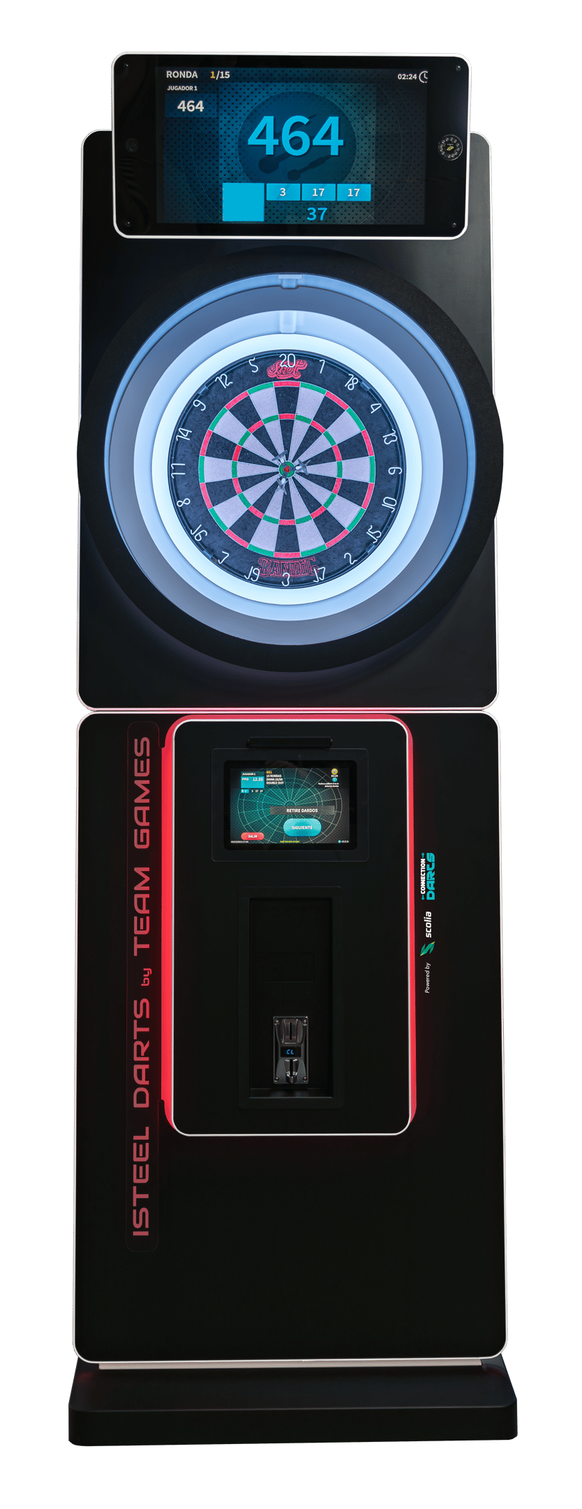 iSteel Darts ST1 – stojanový automat so steelovým terčom a dvoma obrazovkami